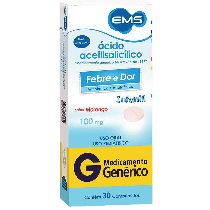 AAS 100MG INFANTIL 30 COMPRIMIDOS - EMS - GENÉRICO