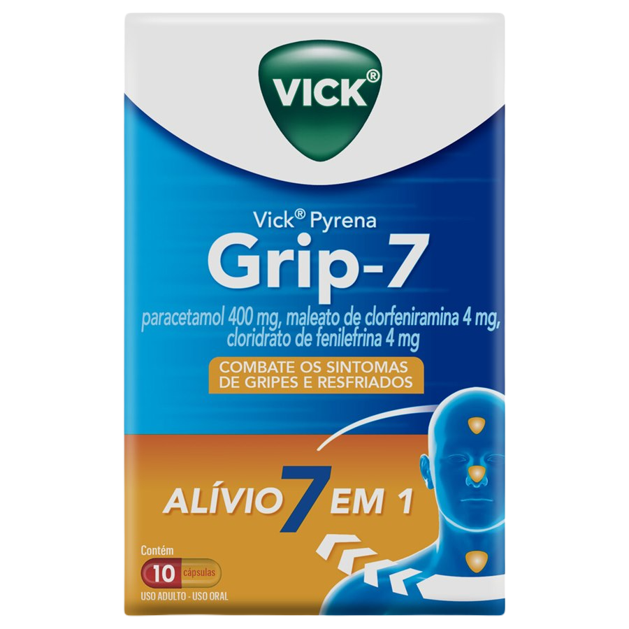 Kit Xarope Vick 44E 240ml + Vick Pyrena Grip 7 - 5 Cápsulas, xarope vick 