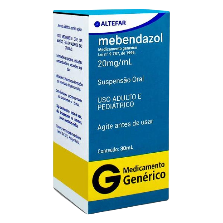 MEBENDAZOL SUSPENSÃO 20MG/ML 30ML - ALTEFAR - GENÉRICO - VALIDADE DEZEMBRO/2024