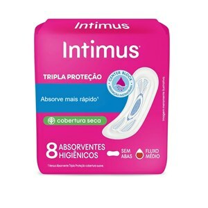 Absorvente Intimus Tripla Proteção Cobertura Seca Sem Abas - 8 Unidades