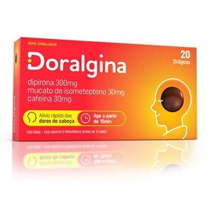 DIPIRONA+ISOMETEPTENO+CAFEÍNA - DORALGINA 20 DRÁGEAS