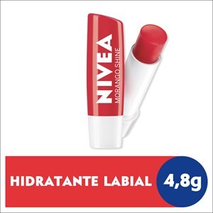 Nivea Hidratante Labial Morango Shine Hidratação Prolongada 4,8 G