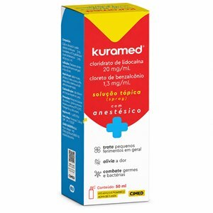 Kuramed Cloridrato De Lidocaína + Cloreto De Benzalcônico Antisséptico Com Anestésico Spray 50ml