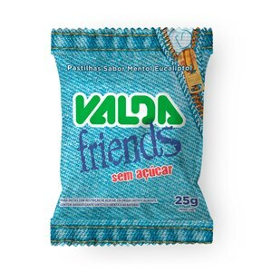 PASTILHAS VALDA FRIENDS SEM AÇÚCAR SABOR MENTOL EUCALIPTOL SACHÊ 25G