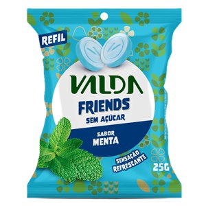 Pastilhas Valda Friends Sabor Menta Sem Açúcar Sachê 25G