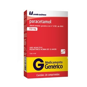 Paracetamol 750Mg 20 Comprimidos - União Química - Genérico