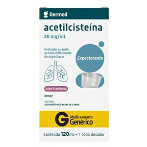 Acetilcisteína 20Mg/Ml Xarope Pediátrico Sabor Framboesa 120Ml - Germed Genérico (Fluimucil)
