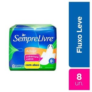 Absorvente Sempre Livre Adapt Cobertura Suave Com Abas 8 Unidades