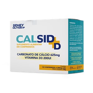 Cálcio 625Mg + Vitamina D3 200Ui Calsid Sidney Oliveira 120 Comprimidos