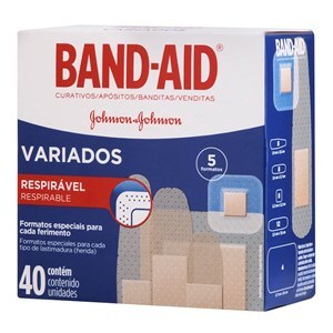 Curativo Band Aid Variado Com 5 Diferentes Formatos 40 Unidades