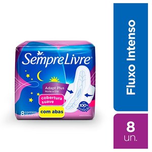 Absorvente Sempre Livre Conforto Noturno Tri Protect Cobertura Suave Com Abas 8 Unidades