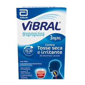 Vibral Dropropizina 3Mg/Ml Xarope Adulto Sabor Framboesa 120Ml