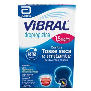 Vibral Dropropizina 1,5Mg/Ml Xarope Pediátrico Sabor Framboesa 120Ml