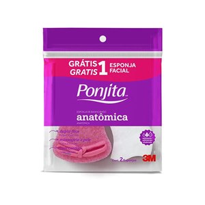 Esponja De Banho Anatômica Ponjita 3M Dupla Face Cores Sortidas - Grátis Esponja Facial