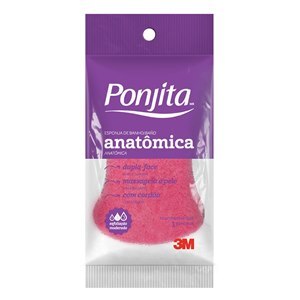 Esponja De Banho Anatômica Ponjita 3m Dupla Face Cores Sortidas