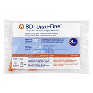 Seringa De Insulina Bd Ultra-Fine 8Mm 50Ui 10 Unidades