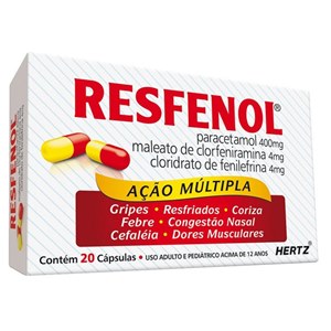 Paracetamol + Clorfeniramina + Fenilefrina - Resfenol 20 Cápsulas
