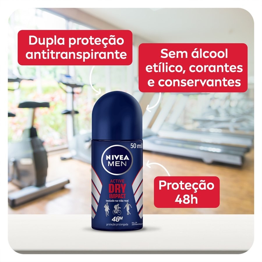 DESODORANTE ANTITRANSPIRANTE ROLL ON NIVEA DRY IMPACT 50ML - Ultrafarma