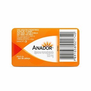 Anador Dipirona 500Mg 4 Comprimidos - Validade Junho/2026