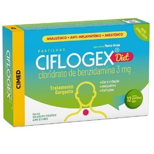 Pastilha Ciflogex Diet Sabor Menta 12 Unidades