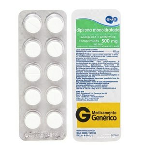 Dipirona 500Mg 10 Comprimidos - Ems - Genérico