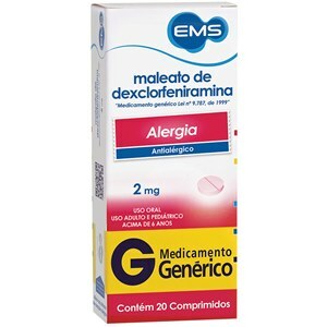 Dexclorfeniramina 2Mg 20 Comprimidos - Ems - Genérico
