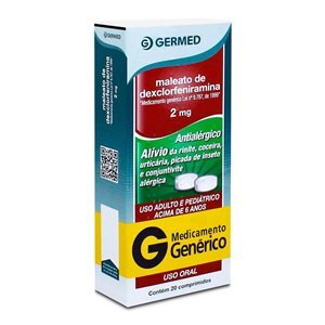 DEXCLORFENIRAMINA 2MG 20 COMPRIMIDOS - GERMED - GENÉRICO