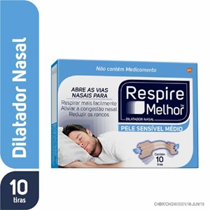 Respire Melhor Dilatador Nasal Para Pele Sensível Tamanho M 10 Tiras