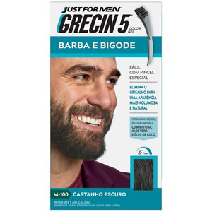 Grecin 5 Color Gel Barba E Bigodes Castanho Escuro