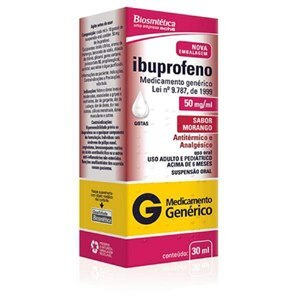 Ibuprofeno 50 Mg/Ml Gotas Sabor Morango Com 30 Ml - Biosintetica - Genérico