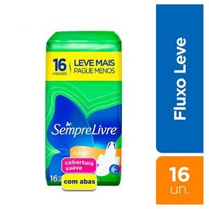 Absorvente Sempre Livre Adapt Cobertura Suave Com Abas 16 Unidades