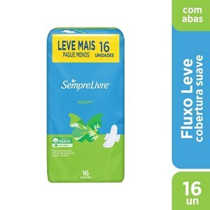 Absorvente Sempre Livre Adapt Cobertura Suave Com Abas 16 Unidades