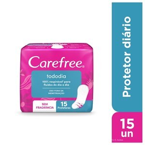 Protetor Diário Carefree Todo Dia Respirável Sem Perfume 15 Unidades