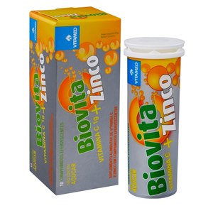 Vitamina C - Biovita C  1G + Zinco Sem Açúcar 10 Comprimidos Efervescentes 
