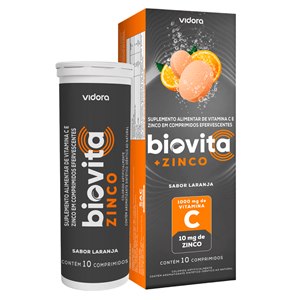 Vitamina C 1G + Zinco - Biovita Vidora 10 Comprimidos Efervescentes 