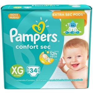 Fralda Pampers Confort Sec Mega Tamanho Xg 34 Unidades 