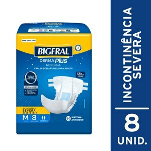 FRALDA GERIÁTRICA BIGFRAL DERMA PLUS NOTURNA M 8 UNIDADES