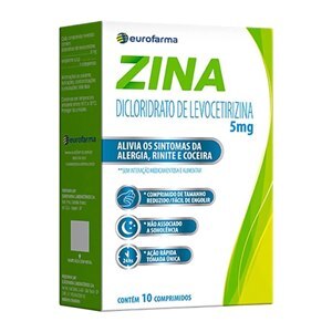 Levocetirizina - Zina 5Mg 10 Comprimidos 