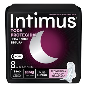 Absorvente Intimus Noturno Toda Protegida Cobertura Seca Com Abas - 8 Unidades
