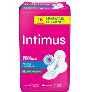 Absorvente Intimus Gel Tripla Proteção Cobertura Seca Com Abas - 16 Unidades