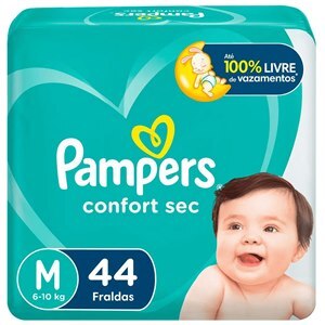 Fralda Pampers Confort Sec Mega Tamanho M Com 44 Unidades