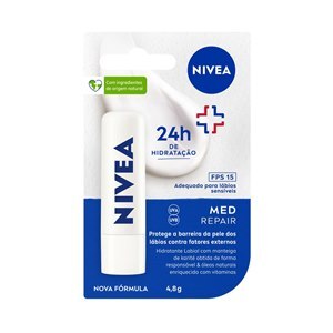 NIVEA HIDRATANTE LABIAL MED REPAIR HIDRATAÇÃO PROFUNDA FPS15 4,8 G