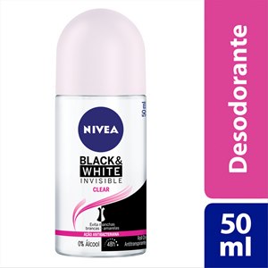Desodorante Antitranspirante Roll On Nivea Feminino  Invisible Black And White Clear 50Ml