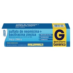 Neomicina + Bacitracina Pomada Com 50 Gramas - Teuto - Genérico