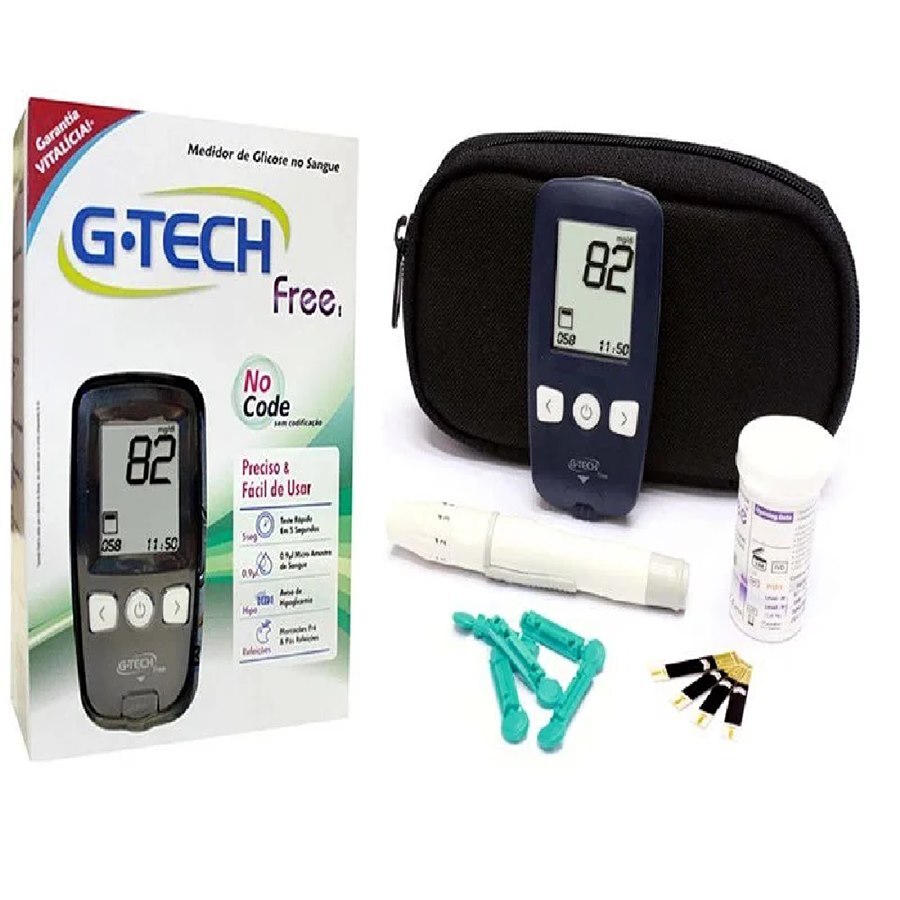 Kit Aparelho Medidor Glicose Teste Glicemia 50 Tiras