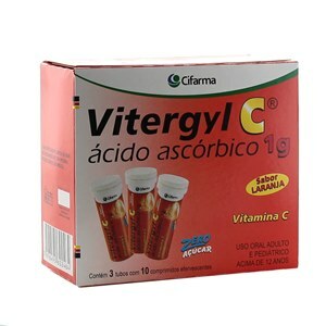 Vitamina C - Vitergyl C 1G Sabor Laranja 30 Comprimidos Efervescentes