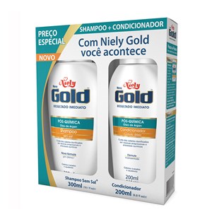 Kit Niely Gold Pós-Química Shampoo 300Ml + Condicionador 200Ml 