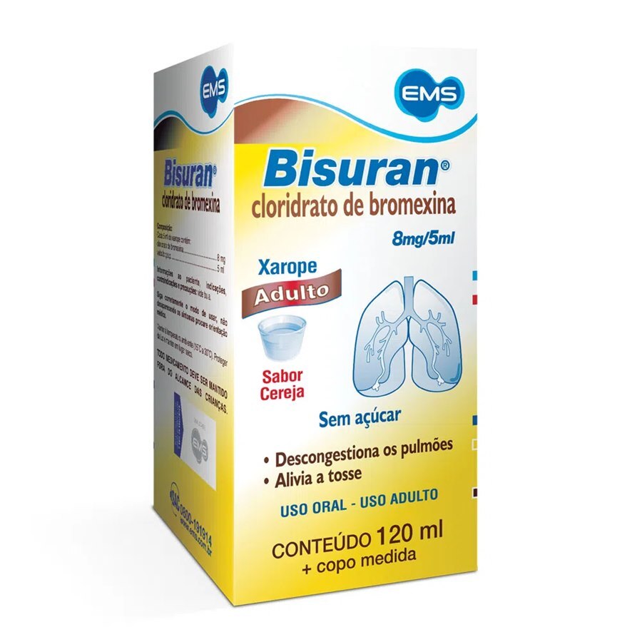 Cloridrato de Bromexina 4mg EMS Xarope Infantil Sabor Morango com