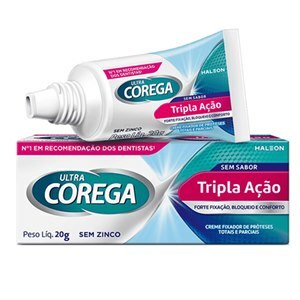 FIXADOR COREGA ULTRA TRIPLA AÇÃO CREME SEM SABOR 20G