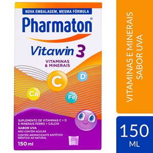 Suplemento De Vitaminas Pharmaton Vitawin 3 Kids 150Ml Sabor Uva